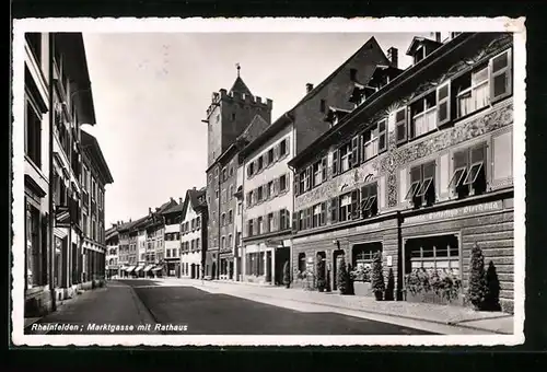 AK Rheinfelden, Marktgasse mit Rathaus