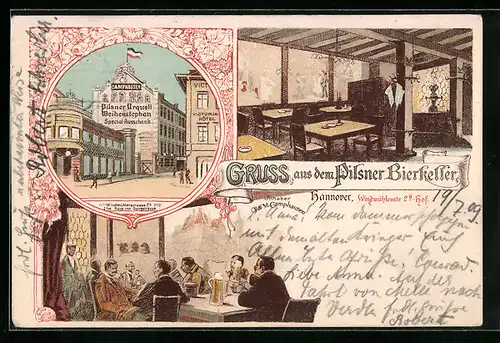 Lithographie Hannover, Gasthof Pilsner Bierkeller, Windmühlenstr. 2b