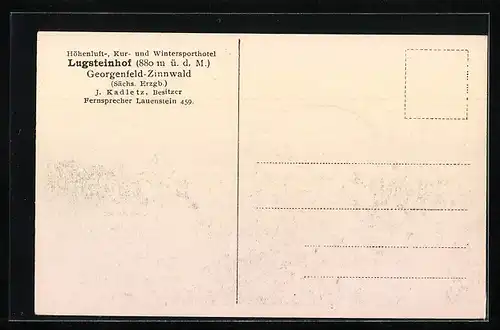 AK Georgenfeld-Zinnwald, Höhenluft-, Kur- und Wintersporthotel Lugsteinhof