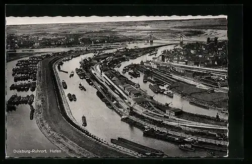 AK Duisburg-Ruhrort, Hafen aus der Vogelschau