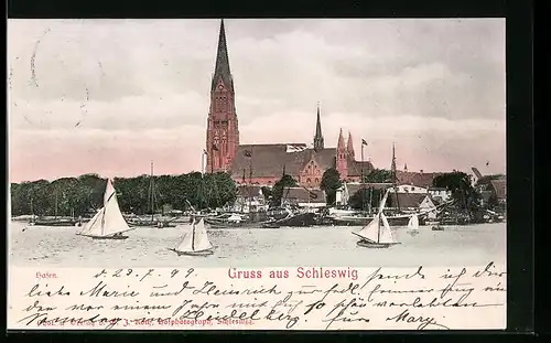 AK Schleswig, Hafen bei Abendstimmung