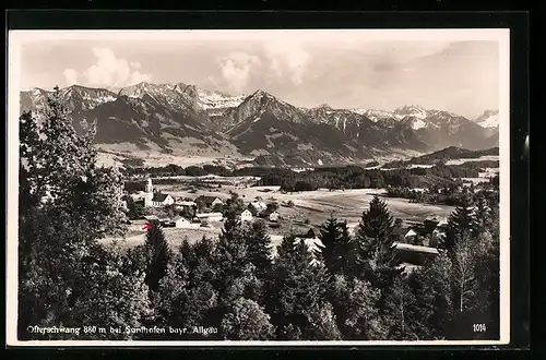 AK Ofterschwang /bayr. Allgäu, Ortsansicht mit Gebirge