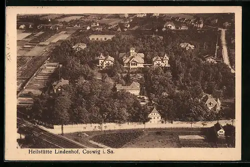 AK Coswig i. Sa., Heilstätte Lindenhof aus der Vogelschau