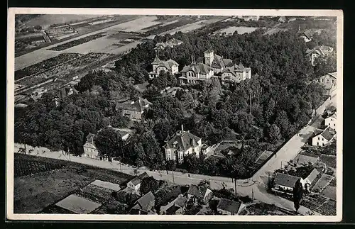 AK Coswig, Heilstätte Lindenhof aus der Vogelschau