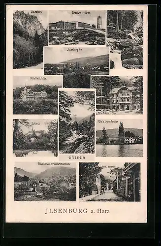 AK Ilsenburg a. Harz, Hôtel z. d. roten Forellen, Hôtel Waldhöhe, Schloss