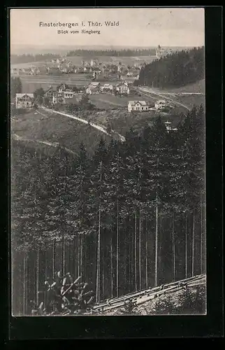 AK Finsterbergen i. Thür. Wald, Blick vom Ringberg auf den Ort