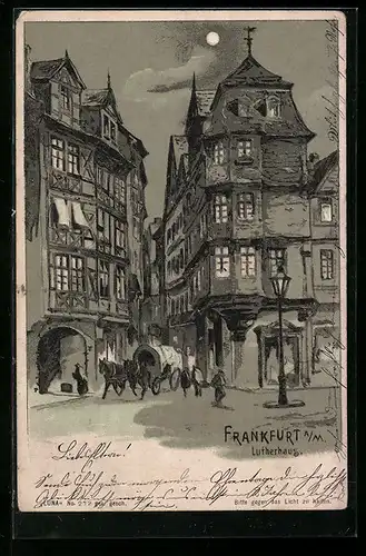 Lithographie Alt-Frankfurt, Blick auf das Lutherhaus