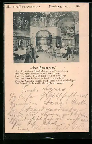 AK Hamburg, Gasthaus Ratsweinkeller, Innenansicht