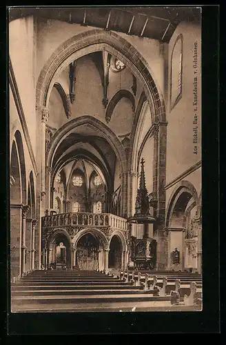 AK Gelnhausen, Inneres der Marienkirche mit Orgel