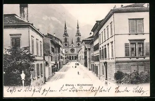 AK Glarus, Blick in die Kirchstrasse