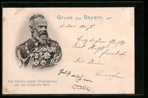 AK Prinzregent Luitpold von Bayern in Uniform mit Orden