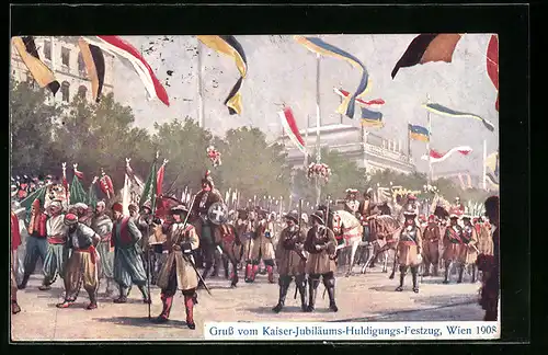 AK Wien, Kaiser-Jubiläums-Huldigungs-Festzug 1908