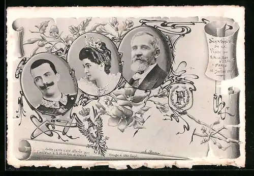 AK Emile Loubet, Präsident von Frankreich, Vittorio Emmanuele III. von Italien