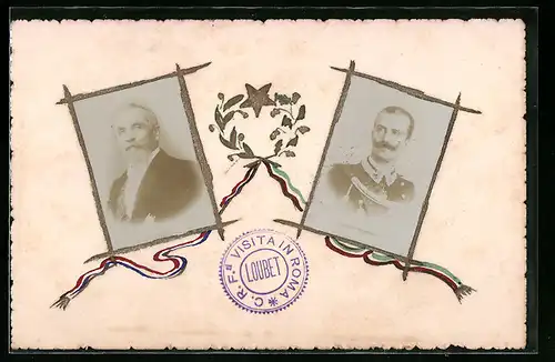 AK Emile Loubet, Präsident von Frankreich, Vittorio Emmanuele III. von Italien