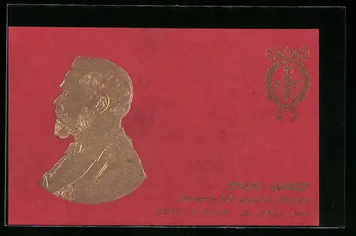 Präge-Künstler-AK Emilio Loubet, Presidente della Republica Francese, Ospite in Roma 1904