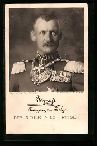 AK Kronprinz Rupprecht von Bayern in Uniform mit zahlreichen Orden
