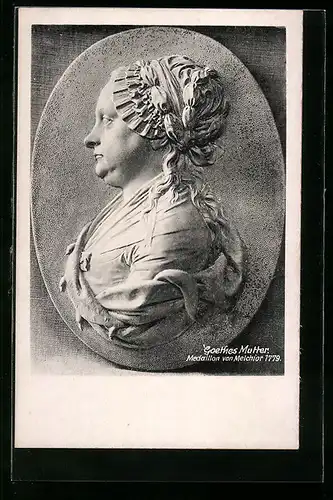 AK Goethes Mutter, Medaillon von Melchior 1779