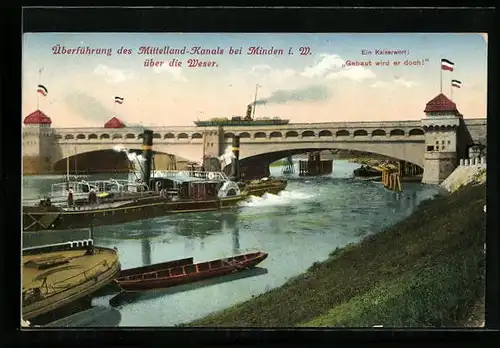 AK Minden i.W., Überführung des Mittelland-Kanals über die Weser