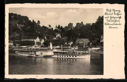 AK Rathen, Elbdampfer Dresden am Anleger