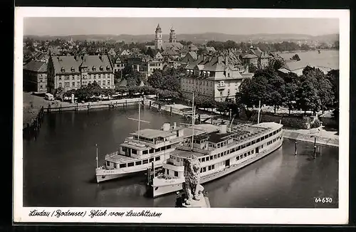 AK Lindau i.B., Dampfer Lindau und Allgäu im Hafen, Bayr. Löwe