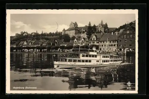 AK Meersburg /Bodensee, Dampfer Deutschland verlässt den Hafen