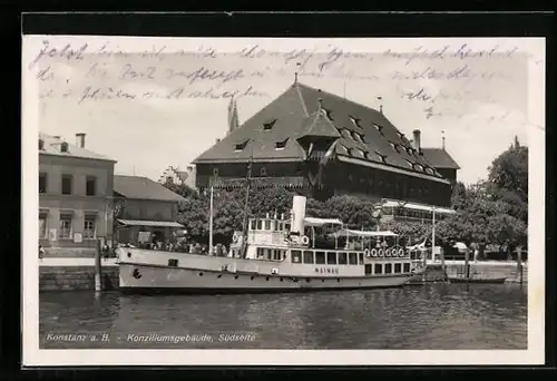 AK Konstanz a. B., Konziliumsgebäude, Dampfer Mainau