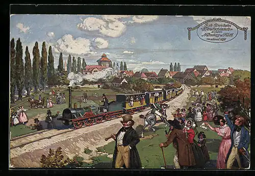 AK Erste Deutsche Eisenbahn auf der Fahrt von Nürnberg nach Fürth