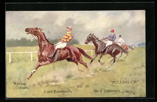 AK Jockeys beim Pferderennen, Lord Roseberry`s und Mr. J. Gubbin`s