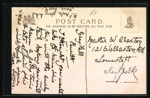 Künstler-AK With Hearty Christmas Greetings, geschecktes Schwein, Glücksklee