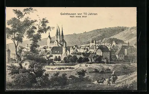 AK Gelnhausen, Ortsansicht vor 70 Jahren