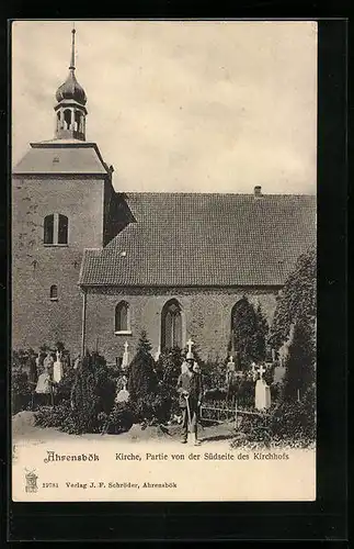 AK Ahrensbök, Kirche, Partie von der Südseite des Kirchhofs