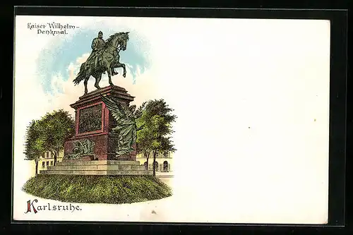 Lithographie Karlsruhe, Kaiser Wilhelm-Denkmal