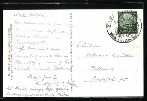 AK Waiblingen, Ortsansicht, Fliegeraufnahme