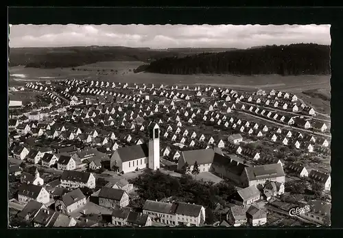 AK Blumberg (Baden), Ortsansicht aus der Vogelschau