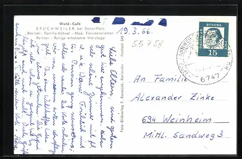 AK Bruchweiler b. Dahn /Pfalz, Wald-Cafe, Innenansicht