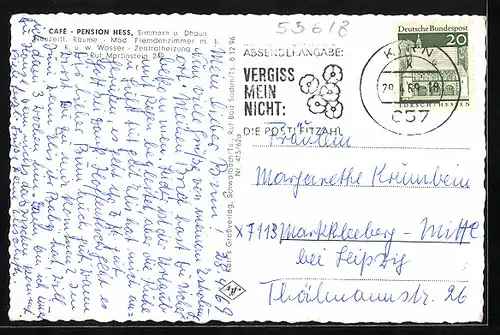 AK Simmern u. Dhaun, Cafe-Pension Hess, Innenansicht