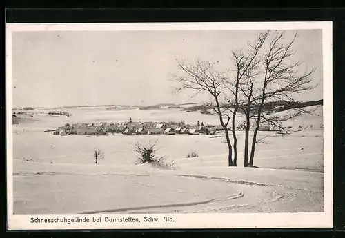 AK Donnstetten /Schw. Alb., Schneeschuhgelände im Winter