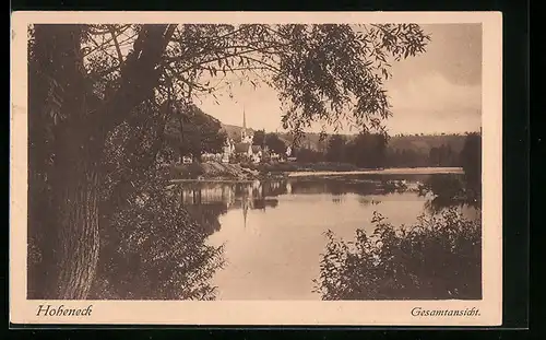 AK Ludwigsburg, Hoheneck O. A., Totale vom Ufer des Neckar mit der Kirche