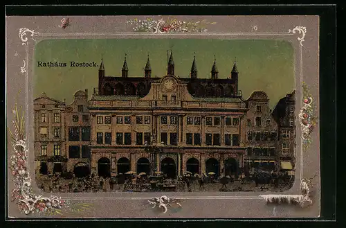 AK Rostock, Rathaus bei Schönwetter