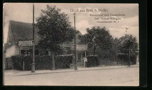 AK Berlin-Britz, Restaurant und Gartenlokal, Chausseestrasse 7