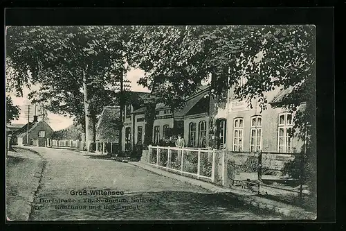 AK Gross-Wittensee, Dorfstrasse mit Kaufhaus, Sattlerei Th. Neumann und Reichpost