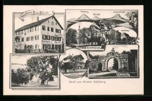 AK Adelberg, Kloster, Gasthaus zum Rössle, Barbarossa-Linden, Villa Link