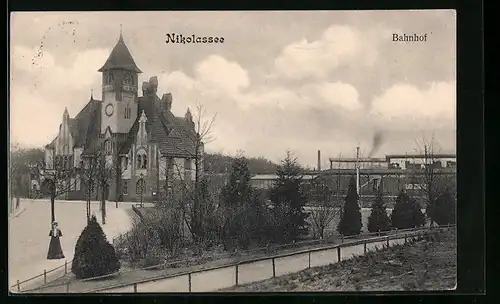 AK Berlin-Nikolassee, Blick auf den Bahnhof