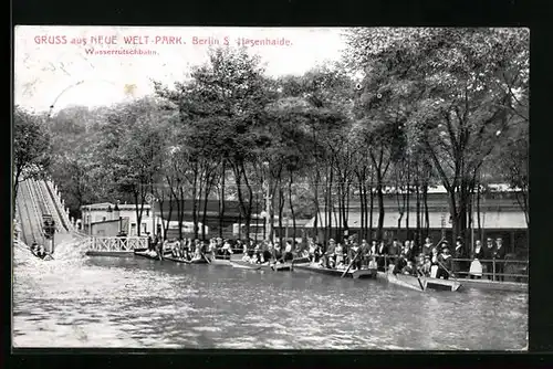 AK Berlin-Neukölln, Neue Welt-Park, Wasserrutschbahn