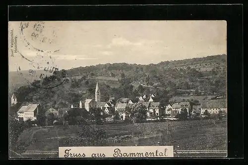 AK Bammental, Ortsansicht mit Kirche