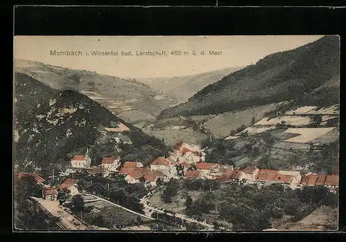 AK Mambach i. Wiesental, Ortsansicht aus der Vogelschau