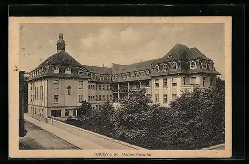 AK Hagen i.W., Marien-Hospital mit Grünanlage