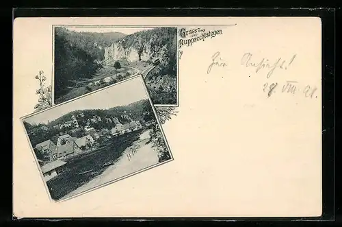 AK Rupprechtstegen, Blick zum Ort, Roter Felsen