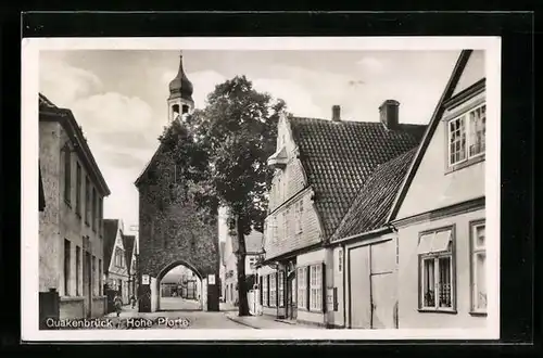 AK Quakenbrück, die Hohe Pforte mit Blick auf die Kirche