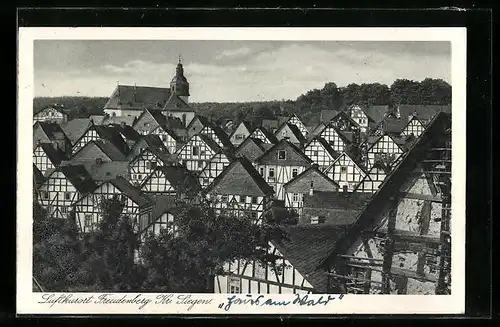 AK Freudenberg /Kr. Siegen, Blick auf die Hausdächer mit Kirche